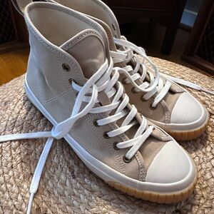 J.Crew Canvas High Top Sneakers | Neutral Tan | Size 6